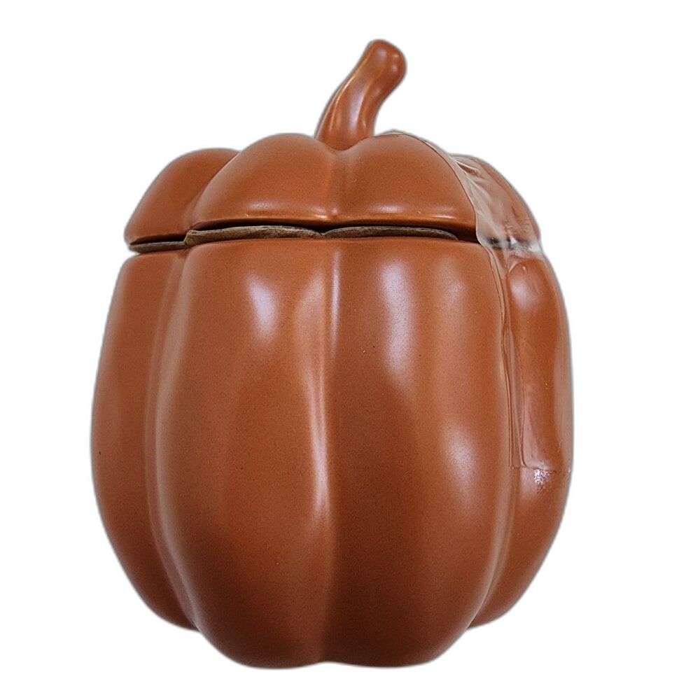 Stoneware Pumpkin Soup Bowl Tureen Dish Orange Color Halloween